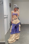 WINDOWSEN stitching printed wide -leg pants/pants/skirt SS23P008 nude color